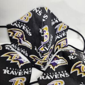 NFL Baltimore Ravens Logo Face Mask Black, Gold, Purple & White Medium Size 3 Pk